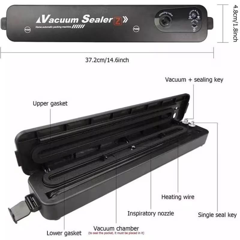 SUMNEW Vacuum Sealer Machine-With 50 Free Vacuum Bags-Semi-Automatic,120V Plug-Powered-Kitchengadgets-Dry and Moist Food Storage-Fridge Organizers and Storage-Kitchen Utensils