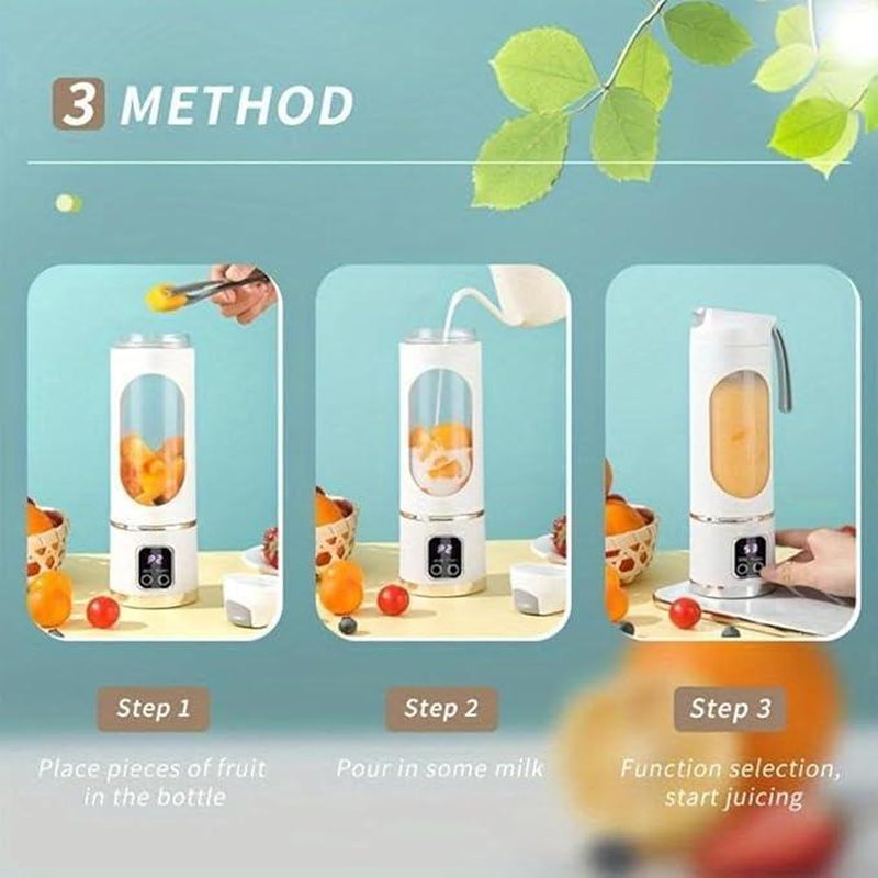 Portable Fruit Cup Blenders Digital Multimode Juicer Blender with Smart LED Display 12-Blade 3-Speed Control USB-C Fast Charging 450ML Leakproof Cup for Fresh Juices at Home Home Essentials Valentine'S Gift for Bf Valentine'S Gift for Wife