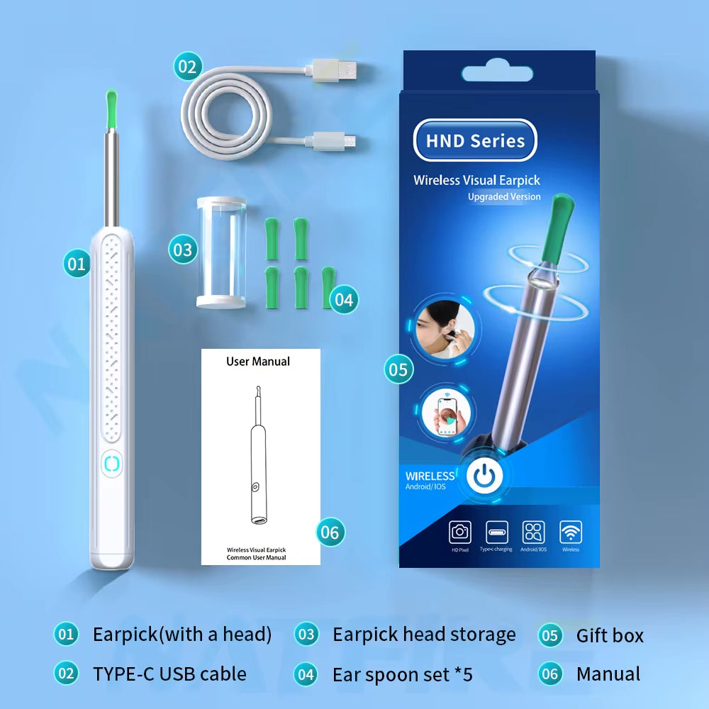 Ear Wax Cleaner Smart Visual Otoscope with Mini HD Camera Earpick Ear Cleaning Tool Personal Care Health Care Set Birthday Gift