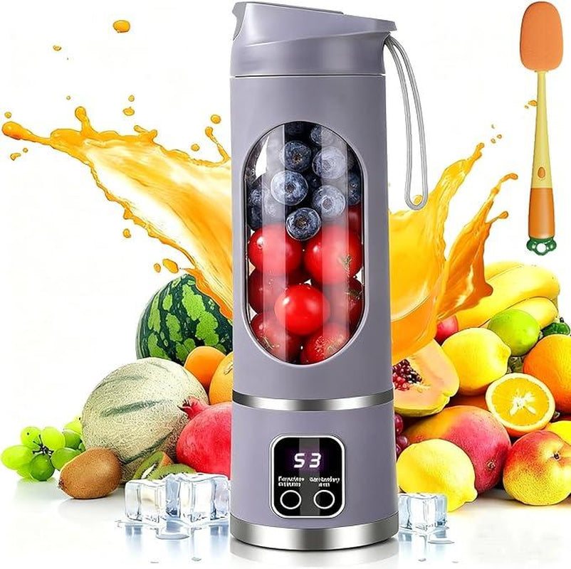 Portable Fruit Cup Blenders Digital Multimode Juicer Blender with Smart LED Display 12-Blade 3-Speed Control USB-C Fast Charging 450ML Leakproof Cup for Fresh Juices at Home Home Essentials Valentine'S Gift for Bf Valentine'S Gift for Wife