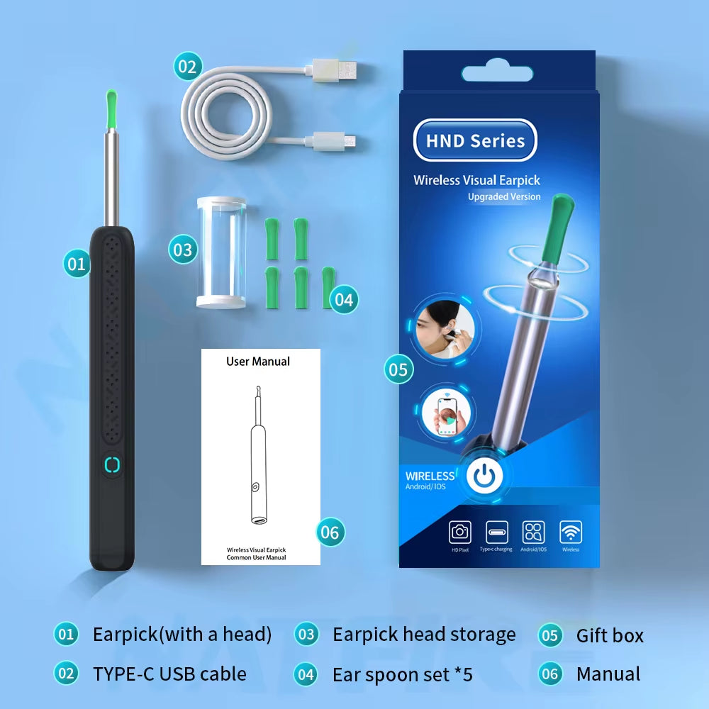 Ear Wax Cleaner Smart Visual Otoscope with Mini HD Camera Earpick Ear Cleaning Tool Personal Care Health Care Set Birthday Gift
