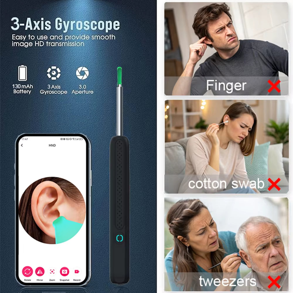 Ear Wax Cleaner Smart Visual Otoscope with Mini HD Camera Earpick Ear Cleaning Tool Personal Care Health Care Set Birthday Gift