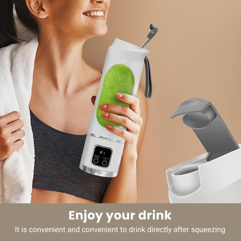 Portable Fruit Cup Blenders Digital Multimode Juicer Blender with Smart LED Display 12-Blade 3-Speed Control USB-C Fast Charging 450ML Leakproof Cup for Fresh Juices at Home Home Essentials Valentine'S Gift for Bf Valentine'S Gift for Wife