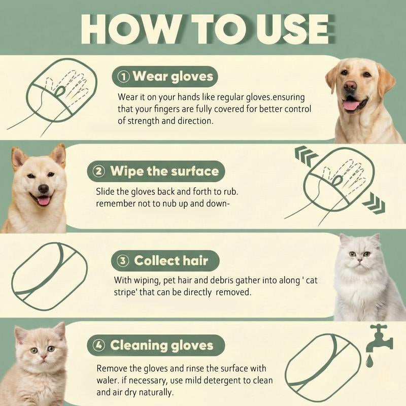 Double-Sided Electrostatic Pet Hair Remover Glove, Reusable Lint Remover Tool, Washable Grooming Mitt for Dog & Cat, Cleans Furniture, Couch, Carpet, Pet Bed, Cat Tree, Tiktokshopblackfriday