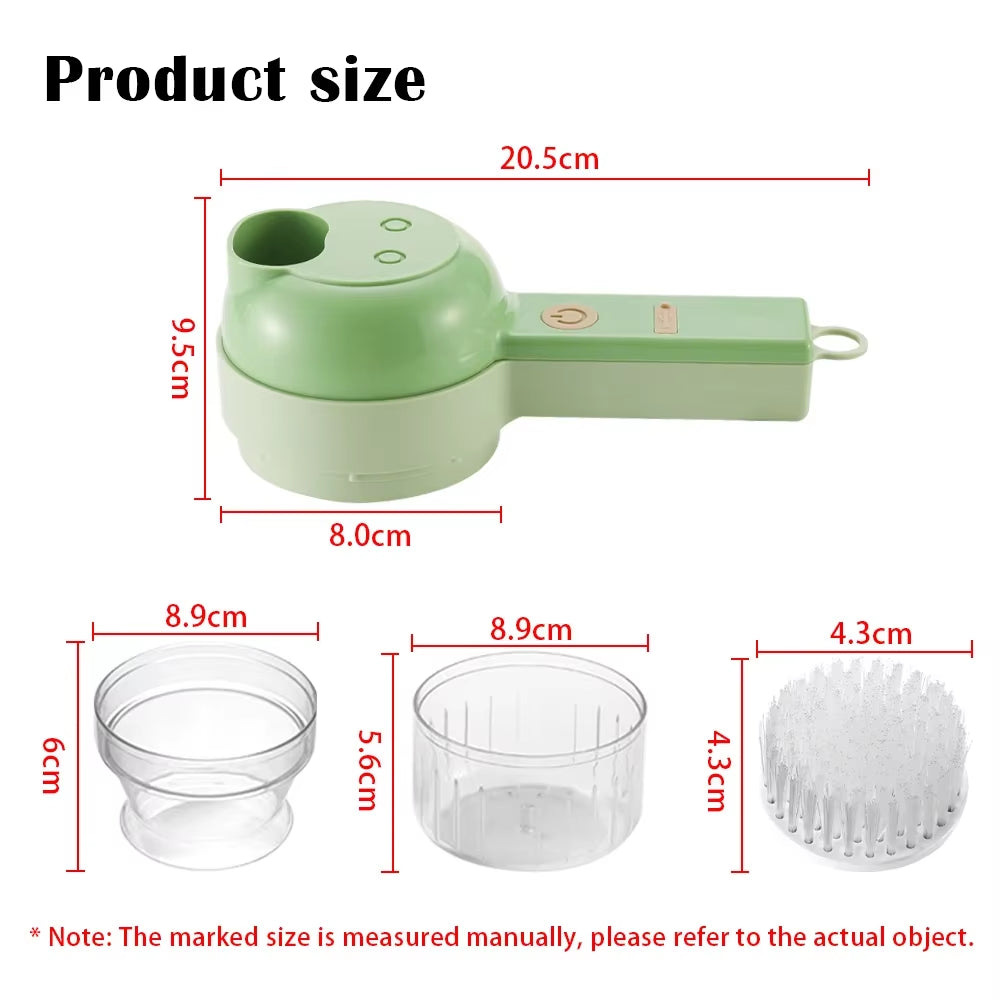 4In1 Electric Vegetable Cutter Set Handheld Wireless Electric Garlic Masher Food Chopper Meat Grinder Machine Food Peel Slice 4I