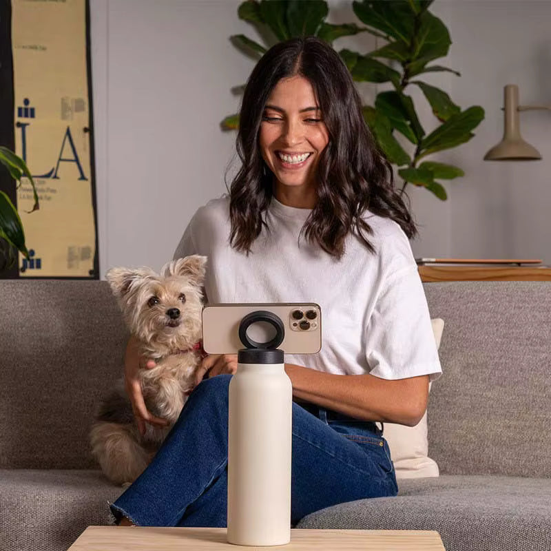 Insulated Water Bottle with Magnetic Phone Holder – 24oz