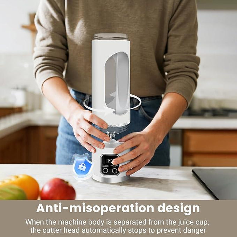 Portable Fruit Cup Blenders Digital Multimode Juicer Blender with Smart LED Display 12-Blade 3-Speed Control USB-C Fast Charging 450ML Leakproof Cup for Fresh Juices at Home Home Essentials Valentine'S Gift for Bf Valentine'S Gift for Wife