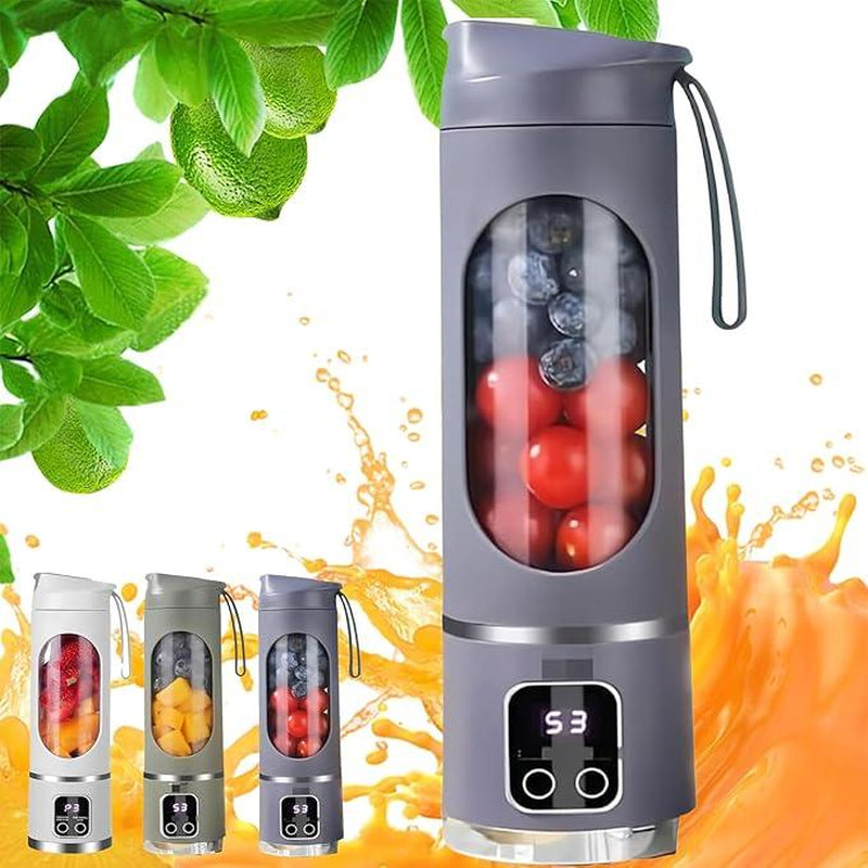 Portable Fruit Cup Blenders Digital Multimode Juicer Blender with Smart LED Display 12-Blade 3-Speed Control USB-C Fast Charging 450ML Leakproof Cup for Fresh Juices at Home Home Essentials Valentine'S Gift for Bf Valentine'S Gift for Wife