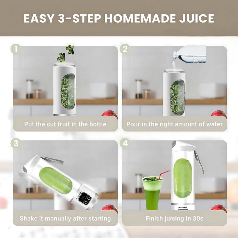 Portable Fruit Cup Blenders Digital Multimode Juicer Blender with Smart LED Display 12-Blade 3-Speed Control USB-C Fast Charging 450ML Leakproof Cup for Fresh Juices at Home Home Essentials Valentine'S Gift for Bf Valentine'S Gift for Wife